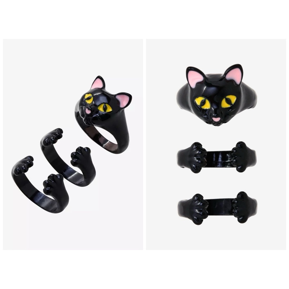 ⛔️ SOLD ⛔️ NWT Hot Topic Black Cat Ring Stack